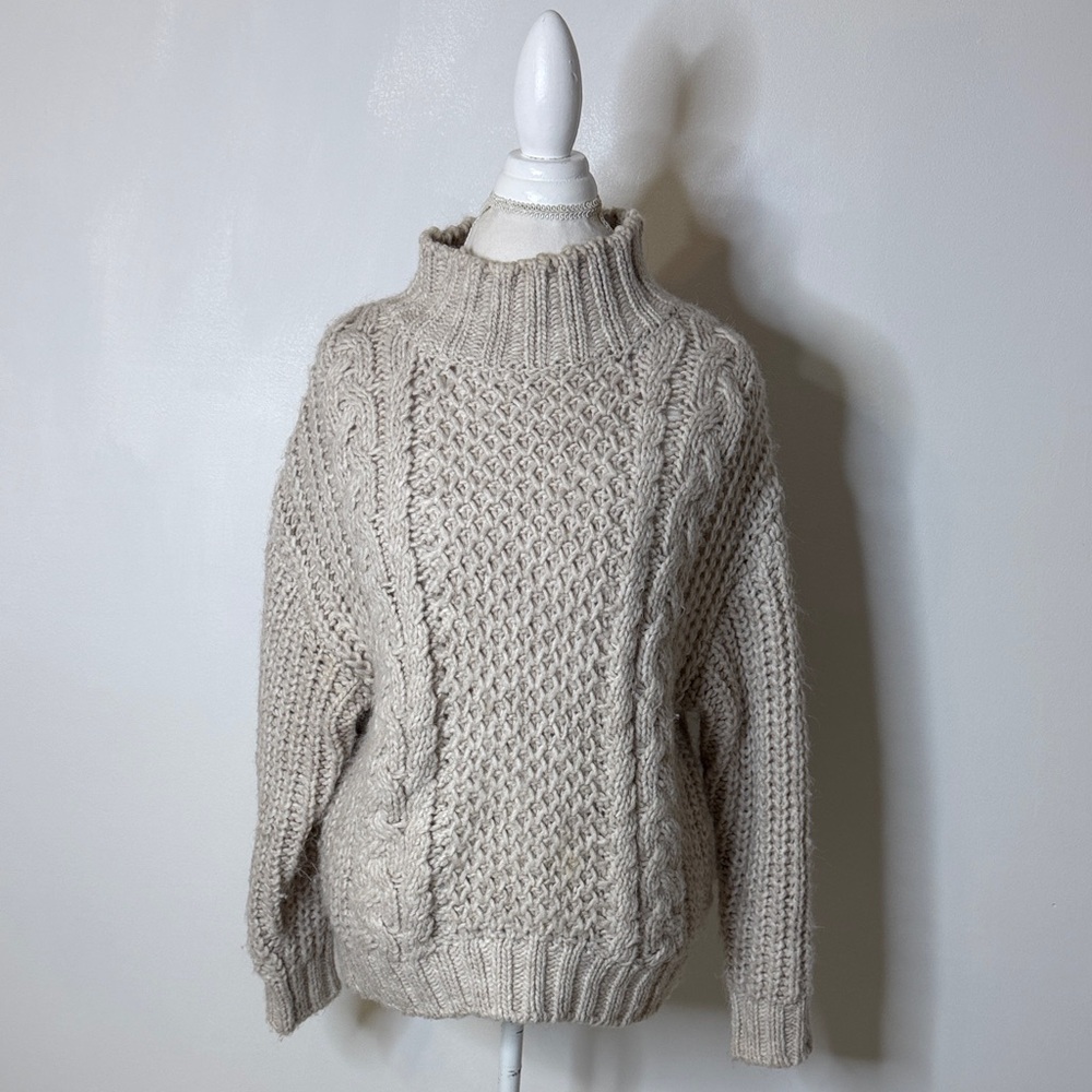 Universal Thread Beige Cable Knit Turtleneck Swea… - image 1